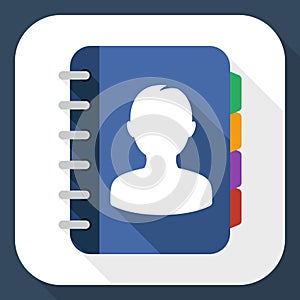 Address book flat icon with long shadow