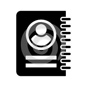 Address book icon. Black vector