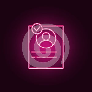 The address book icon. Elements of interview in neon style icons. Simple icon for websites, web design, mobile app, info graphics