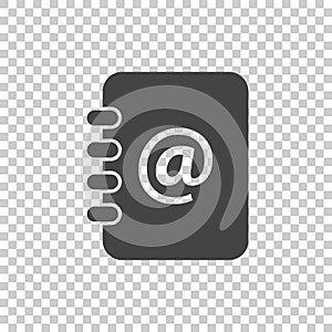 Address book icon. Email note flat vector illustration on isolated background.