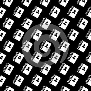 Address Book Icon seamless pattern isolated on black