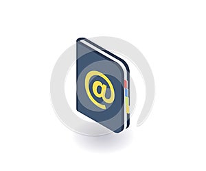 Address book icon, vector illustration in flat isometric 3D style