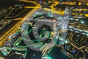 Address Hotel at night in the downtown Dubai area overlooks the