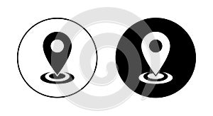 Address, map location icon vector isolated on circle background