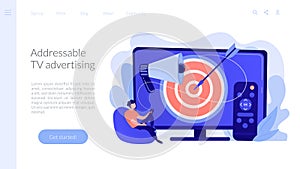 Addressable TV advertising concept landing page.