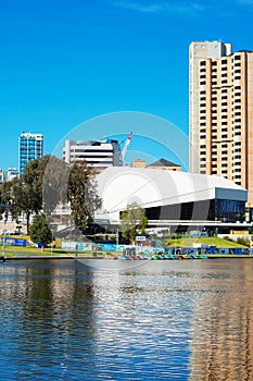 Adelaide Riverbank City skyline vertical.