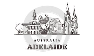 Adelaide sketch skyline. Australia, Adelaide hand drawn