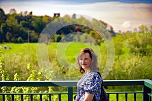 Adele with Tutbury landscape bokeh.