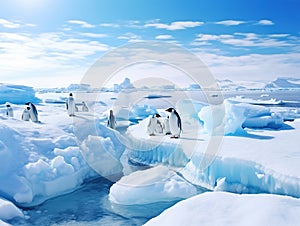 Adelie Penguins Antarctica  Made With Generative AI illustration