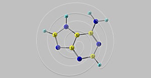 Adenine molecular structure isolated on grey