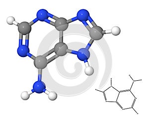 Adenine molecule with chemical formula