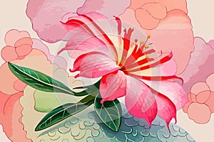 Adenium flower watercolor art & illustration make with AI