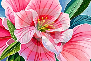 Adenium flower watercolor art & illustration make with AI