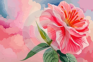 Adenium flower watercolor art & illustration make with AI