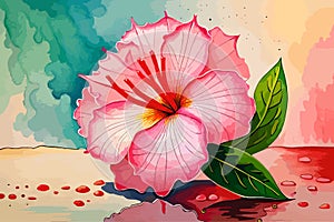 Adenium flower watercolor art & illustration make with AI