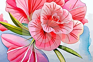 Adenium flower watercolor art & illustration make with AI