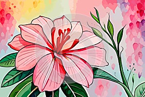 Adenium flower watercolor art & illustration make with AI