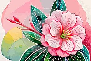 Adenium flower watercolor art & illustration make with AI