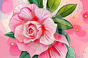 Adenium flower watercolor art & illustration make with AI