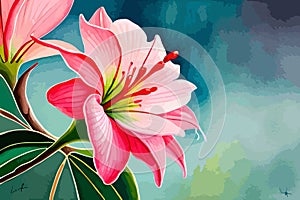 Adenium flower watercolor art & illustration make with AI