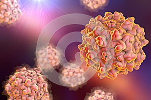 Adeno-associated viruses, 3D illustration