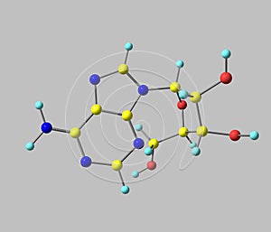 Adenosine molecule isolated on grey