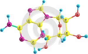 Adenosine molecule isolated on white