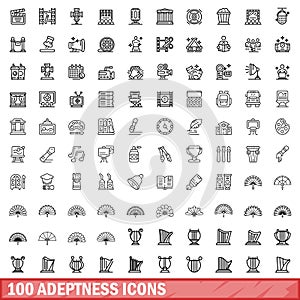 100 adeptness icons set, outline style photo