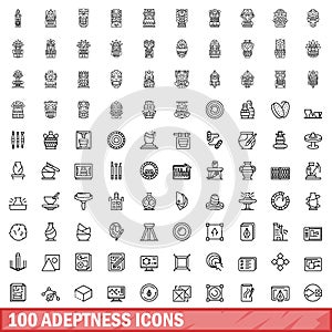 100 adeptness icons set, outline style photo