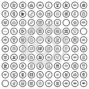 100 adeptness icons set, outline style