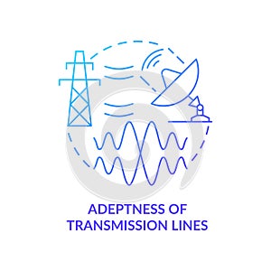 Adeptness of transmission lines blue gradient concept icon photo