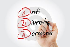 ADH - Antidiuretic Hormone acronym with marker, concept background photo