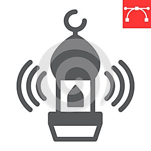 Adhan call glyph icon, happy ramadan and religion, mosque vector icon, vector graphics, editable stroke solid sign, eps