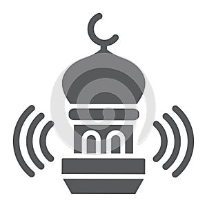 Adhan call glyph icon, ramadan and religion, mosque sign, vector graphics, a solid pattern on a white background, eps 10