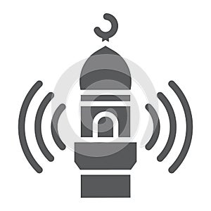 Adhan call glyph icon, religion and islam, mosque sign, vector graphics, a solid pattern on a white background.