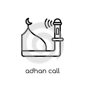 Adhan Call icon. Trendy modern flat linear vector Adhan Call icon on white background from thin line Religion collection