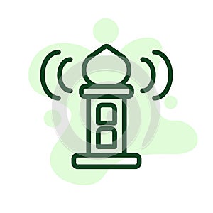 Adhan call outline vector icon. Thin line call to prayer icon.