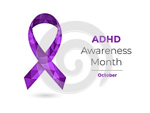 ADHD awareness month, October, purple ribbon web