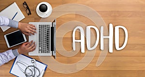 ADHD CONCEPT Printed Diagnosis Attention deficit hyperactivity d