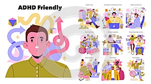 ADHD Friendly. Flat Vector Illustration