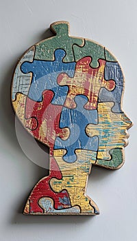 Adhd and mental health concept with puzzle pieces in human head healthcare and neurology theme