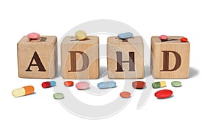 ADHD on wooden blocks photo