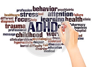 ADHD word cloud hand writing concept