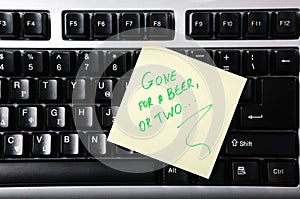 Adhesive Note on keyboard