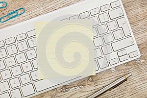 Adhesive note on keyboard