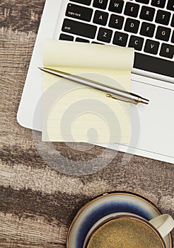 Adhesive note on laptop
