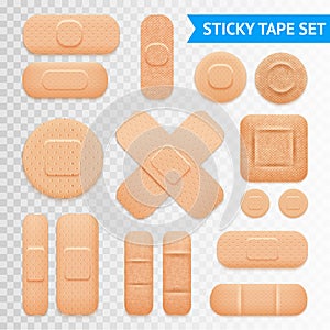 Adhesive Plaster Strips Set Transparent Background