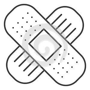 Adhesive plaster thin line icon. Bandage vector illustration isolated on white. Medical tape outline style design