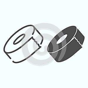 Adhesive tape line and solid icon. Scotch vector illustration isolated on white. Roll of tape outline style design