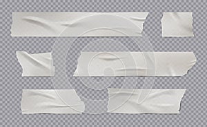 Adhesive tape. Realistic sticky wrinkled paper tape with shadows creases torn edges damaged surface vector templates